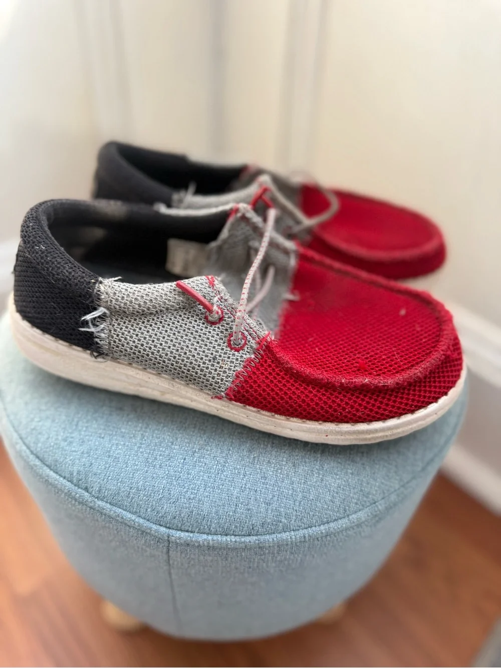 Hey Dude Kids Red, Gray and Black Casual Slip-On Sneakers